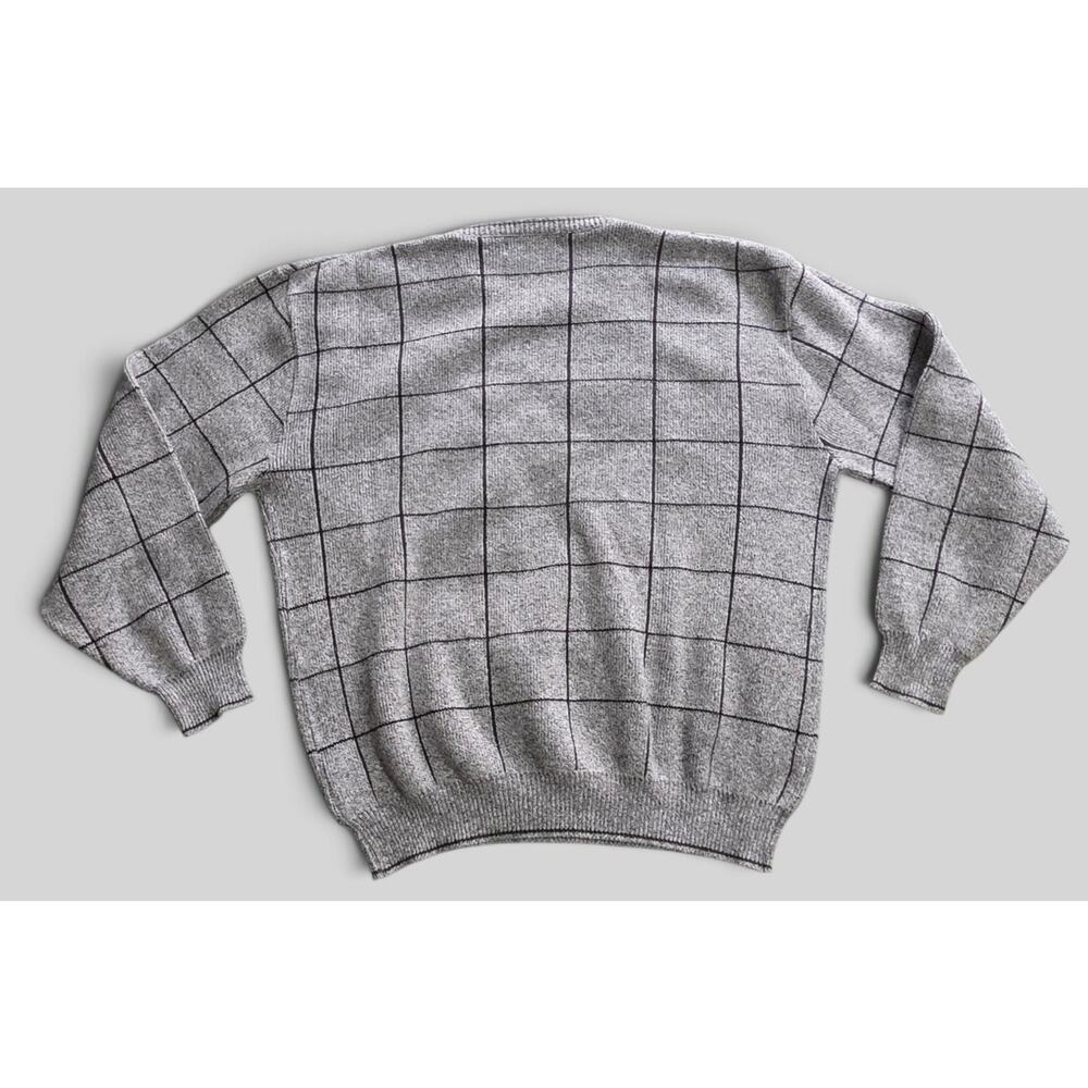 Vtg 90s Men Shenandoah Golf Sweater Gray Checked Grandpacore Preppy Sz M - Picture 2 of 7